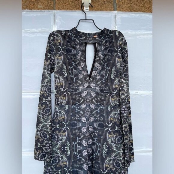 Free People Cabaret Long Sleeve Maxi Dress Dark Combo XS - Picture 10 of 15
